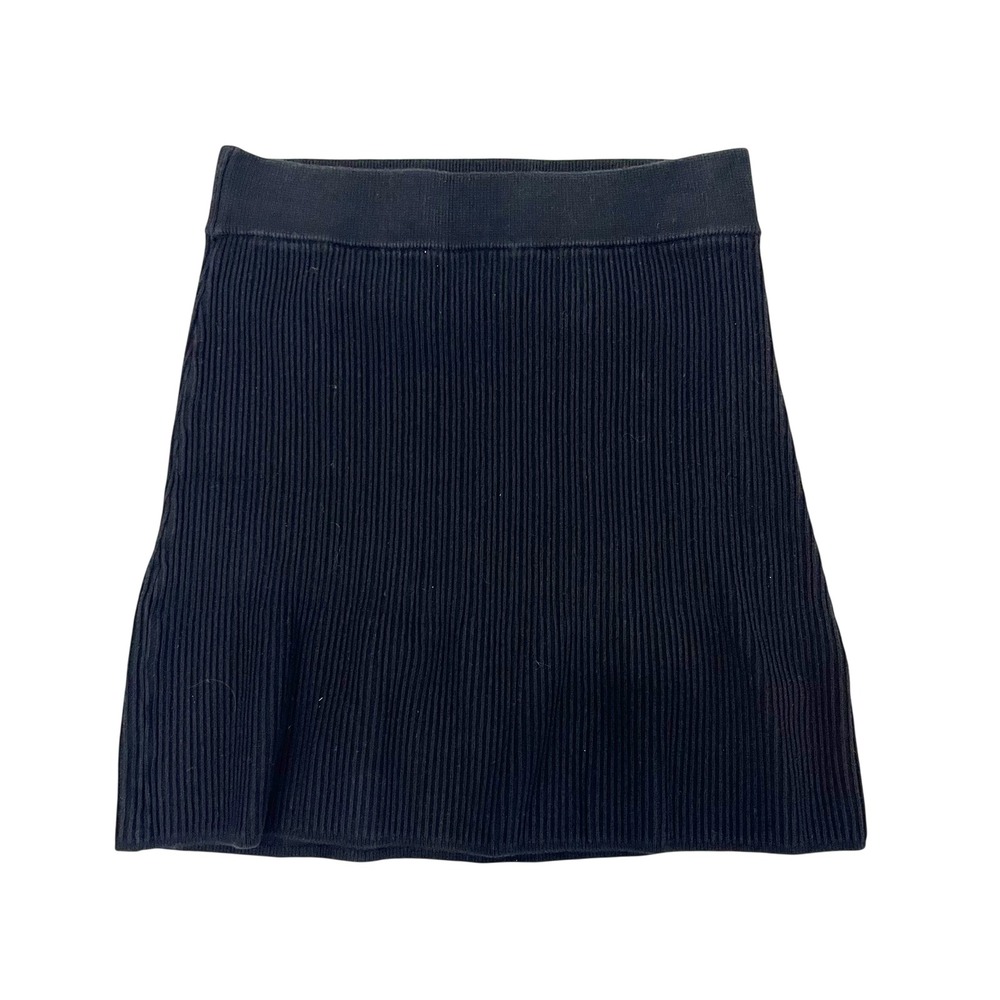 Intimately Free People Black Ribbed Knit Mini Skirt Small S Elastic Waist